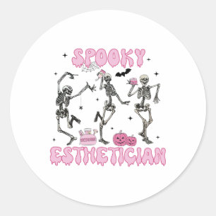 Spooky Aesthetician Halloween Skeleton Skin Therap Classic Round Sticker