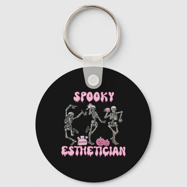 Spooky Aesthetician Halloween Skeleton Skin Therap Key Ring (Front)