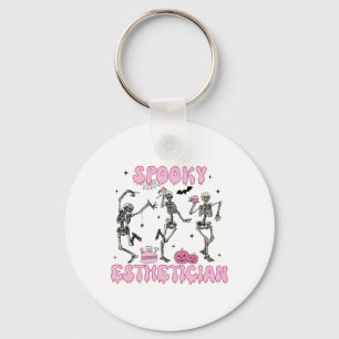 Spooky Aesthetician Halloween Skeleton Skin Therap Key Ring