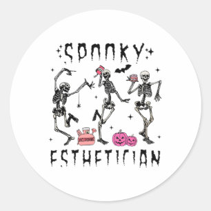 Spooky Aesthetician Skeleton Halloween Design  Classic Round Sticker