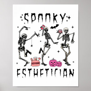 Spooky Aesthetician Skeleton Halloween Design Poster