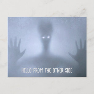 Spooky Alien in Fog Hello from the Other Side Postcard