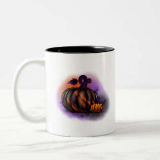 Spooky and beautiful marbled Halloween pumpkin art Two-Tone Coffee Mug