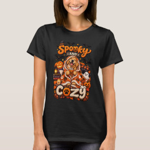 Spooky And Cosy Golden Retriever Fall Halloween Pu T-Shirt