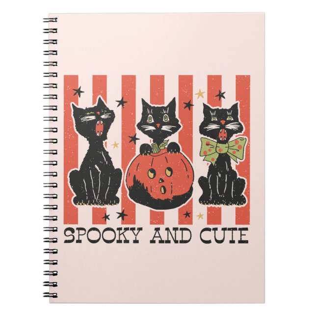 Spooky and Cute - Black Cat and Pumpkin Notebook (Front)