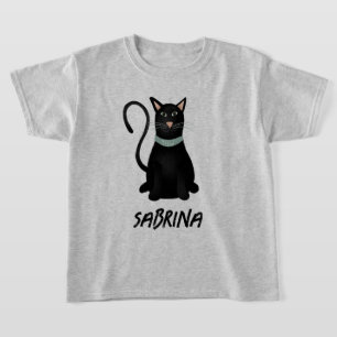Spooky and Cute Black Cat Halloween Kids T-Shirt