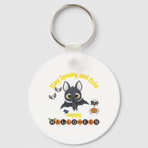 Spooky And Cute Halloween Bat  Key Ring