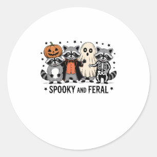 Spooky and Feral Funny Halloween Raccoon Classic Round Sticker
