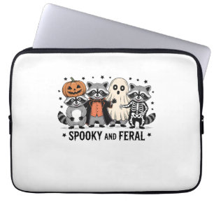 Spooky and Feral Funny Halloween Raccoon Laptop Sleeve