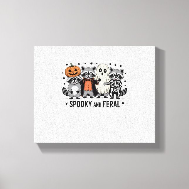 Spooky and Feral Funny Halloween Racoon Canvas Print (Front)