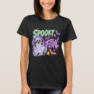 Spooky And Feral Ghost Racoon Pastel Halloween T-Shirt