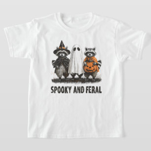 Spooky And Feral Halloween Cute Ghost Racoon T-Shirt