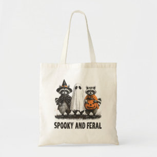 Spooky And Feral Halloween Cute Ghost Racoon Tote Bag