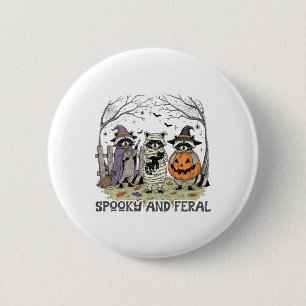 Spooky And Feral Halloween Cute Ghost Racoon Tric 6 Cm Round Badge