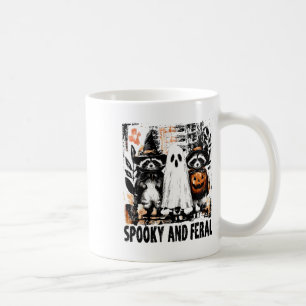 Spooky And Feral Halloween Cute Ghost Racoon Tric Coffee Mug