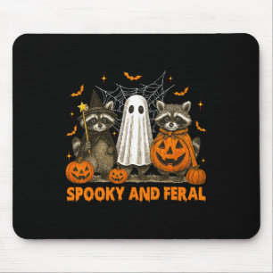 Spooky And Feral Halloween Cute Ghost Racoon Tric Mouse Pad
