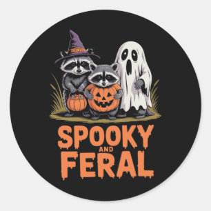Spooky And Feral Halloween Ghost Racoon Opossum Classic Round Sticker
