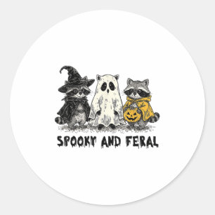 Spooky And Feral Halloween Racoon Spooky Season T Classic Round Sticker
