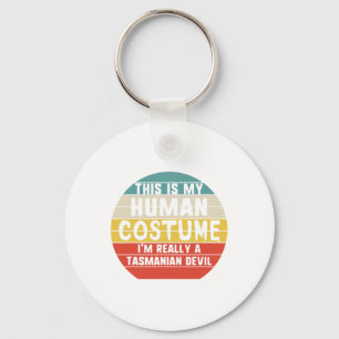 Spooky And Feral Racoon Funny Halloween Key Ring