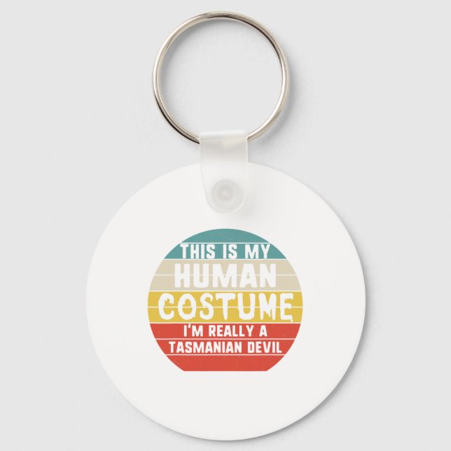 Spooky And Feral Racoon Funny Halloween  Key Ring (Front)