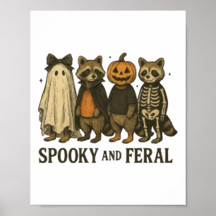 Spooky And Feral Racoon Funny Halloween Poster