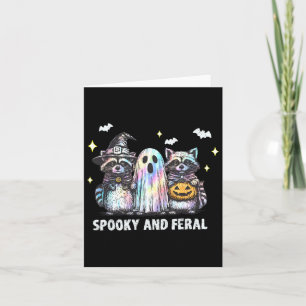 Spooky And Feral Racoon Halloween Racoon Ghost T Card