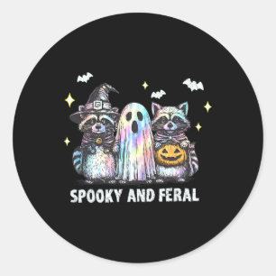 Spooky And Feral Racoon Halloween Racoon Ghost T Classic Round Sticker