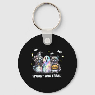 Spooky And Feral Racoon Halloween Racoon Ghost T Key Ring