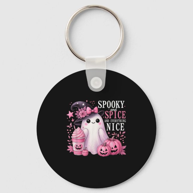Spooky And Spice And Everything Nice Halloween Pin Key Ring (Front)