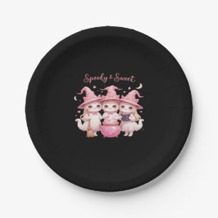 Spooky and Sweet Cute Witch Cat Oversized T-Shirt Paper Plate