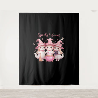 Spooky and Sweet Cute Witch Cat Oversized T-Shirt Tapestry