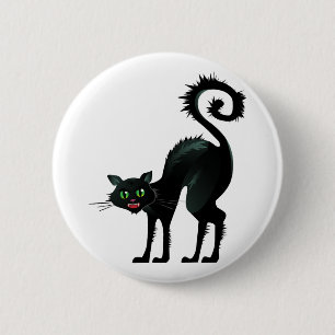 Spooky Angry Black Cat 6 Cm Round Badge