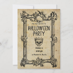 Spooky Antique Halloween Party Invitation Card
