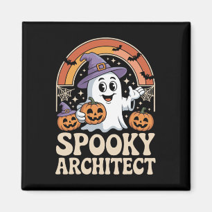 Spooky Architect Ghost Pumpkin Architecture Hallow Magnet