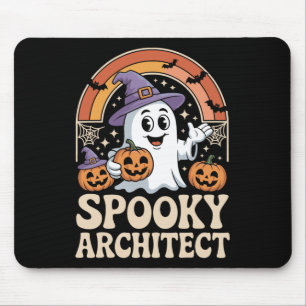 Spooky Architect Ghost Pumpkin Architecture Hallow Mouse Pad