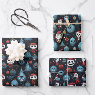 Spooky Art Christmas Wrapping Paper Sheet