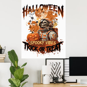 Spooky Astronaut Halloween Poster   Trick or Treat