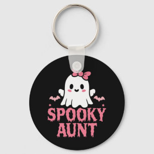 Spooky Aunt Family Cute Pink White Ghost Boo Hallo Key Ring
