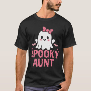 Spooky Aunt Family Cute Pink White Ghost Boo Hallo T-Shirt