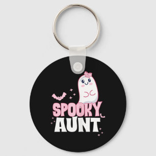 Spooky Aunt Family Cute Pink White Ghost Boo Key Ring