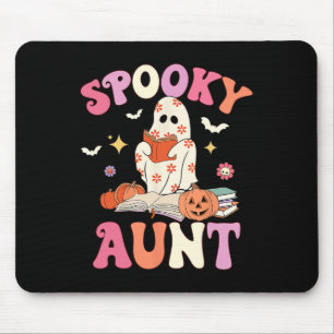 Spooky Aunt Retro Groovy Floral Ghost Halloween Co Mouse Pad