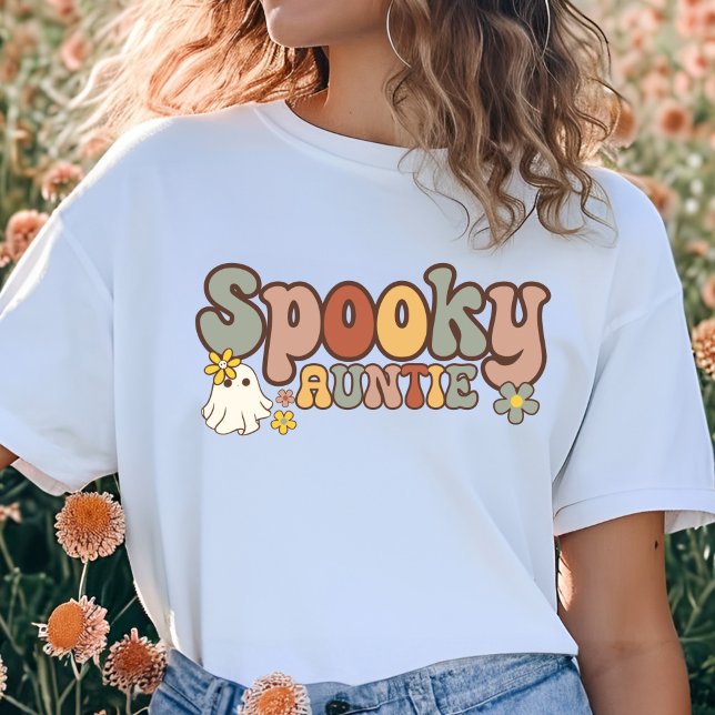 Spooky Auntie Retro Halloween Matching Family T-Shirt (Creator Uploaded)