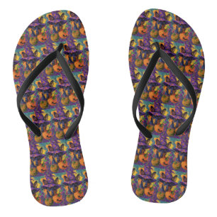 Spooky Australian Kelpie Halloween Pumpkin Jandals