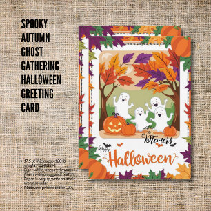 Spooky Autumn Ghost Gathering Halloween Greeting  Card
