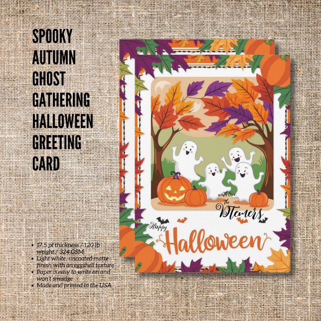 Spooky Autumn Ghost Gathering Halloween Greeting  Card (Spooky Autumn Ghost Gathering Halloween Greeting Card)