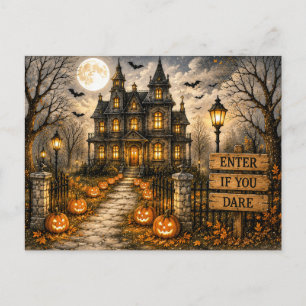 Spooky Autumn Halloween Postcard
