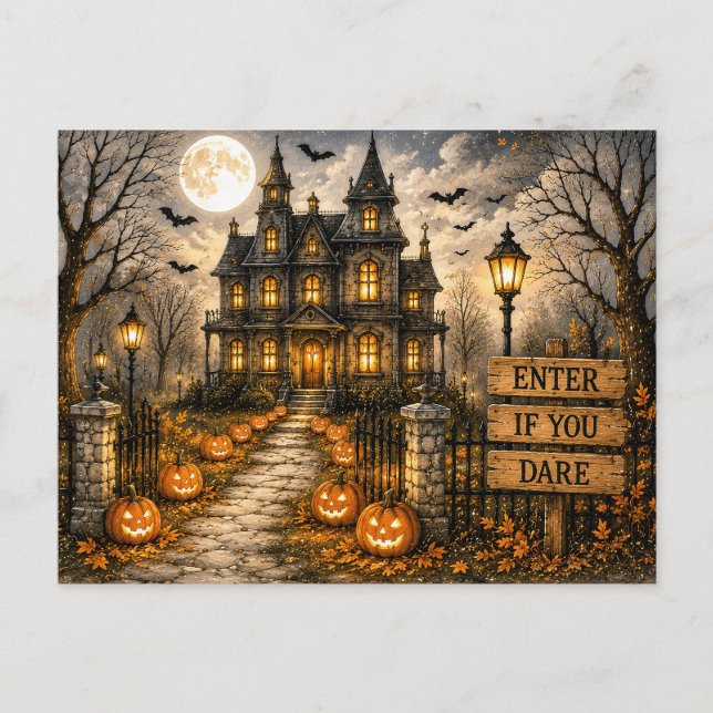 Spooky Autumn Halloween Postcard (Front)