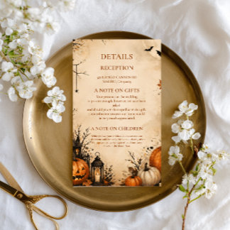 Spooky Autumn Pumpkin Information Enclosure Card