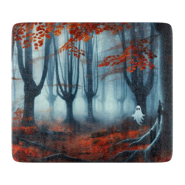 Spooky Autumn woods with a ghost Cutting Board (Front)