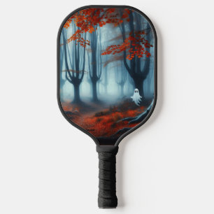 Spooky Autumn woods with a ghost Pickleball Paddle